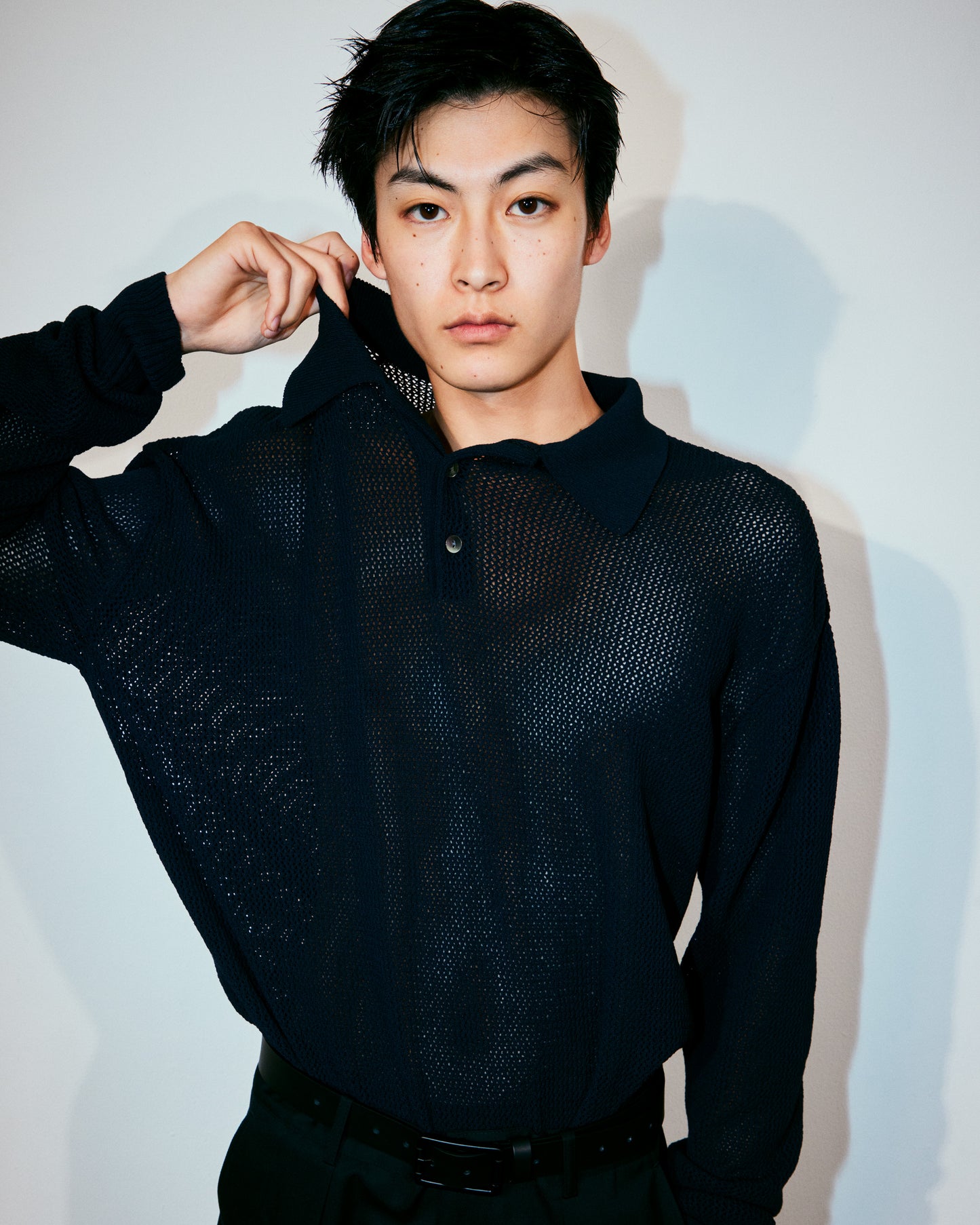 Over size knit polo
